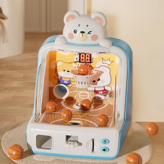 Animal Tabletop Basketball Shoot Game Mini Basketball Shoot Arcade Machine with Score Display Rabbit