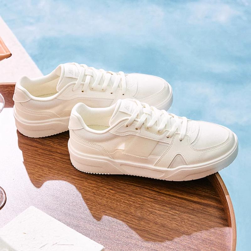 Anta Caramel Comfortable Versatile Non-Slip Wear-Resistant Low-Top Skate Shoes Men Sneakers Ivory-White 112528014-1