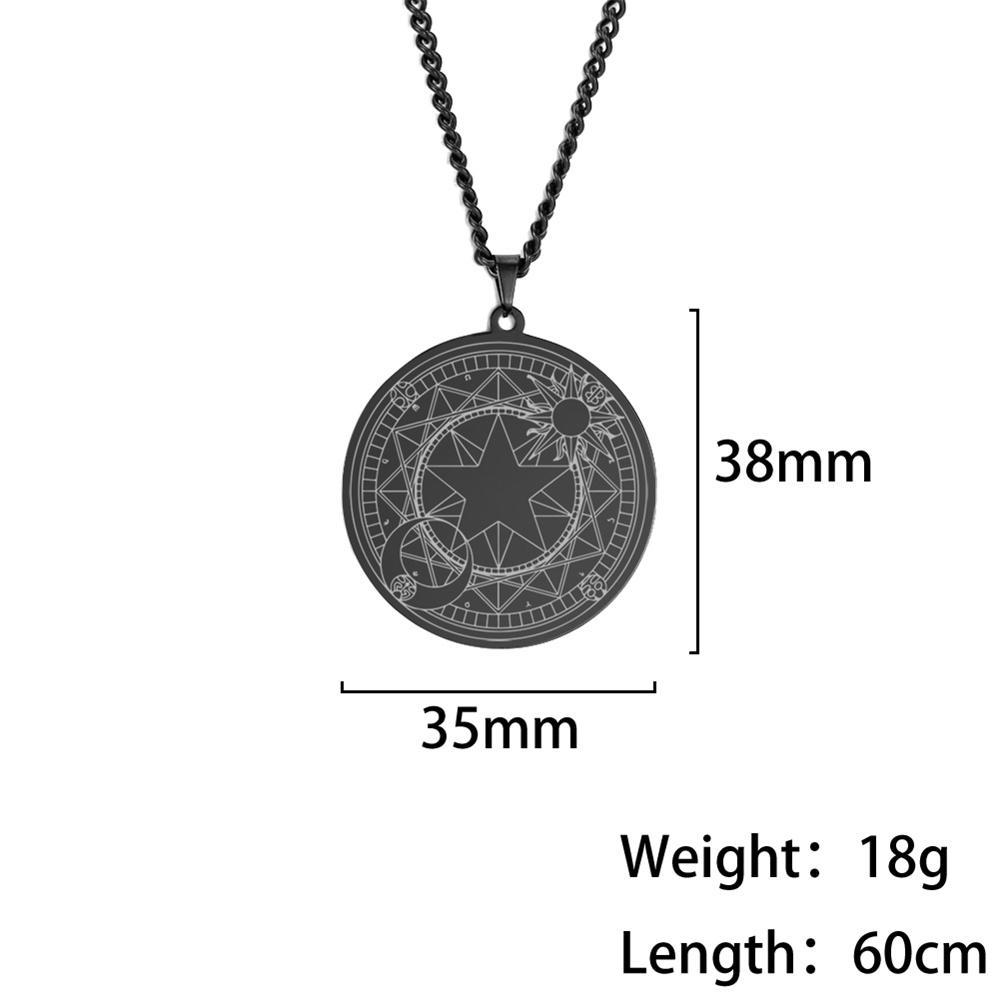 Vintage Magic Array Pentagram Crescent Circle Necklace Sun Moon Star Good Luck Eternal Love Neck Chain Amulet Jewelry