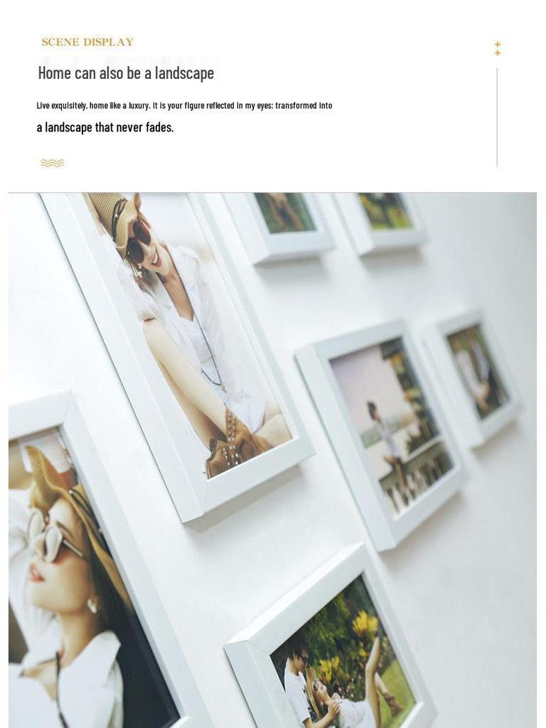 7-Zoll Minimalistisches Modernes Neun-Gitter Wand-Fotorahmen-Set – Stanzfreie Wohnzimmerdekoration