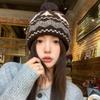 Red Deer Fur Ball Knitted Woolen Hat for Women New Autumn and Winter Face Showing Small Warm and Cold Proof Ear Protection Hat