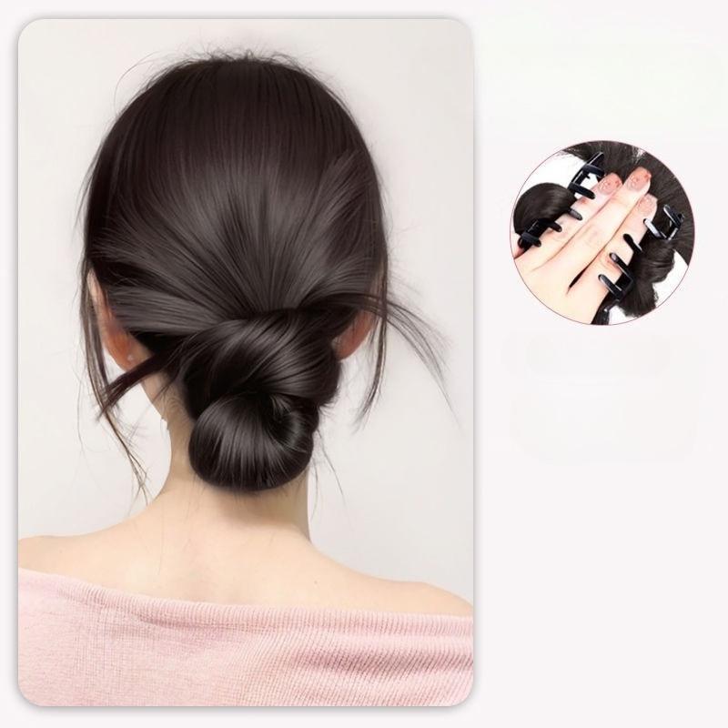 Women Simple Hair Claw Lazy Feather Ponytail Claw Korean Fashion Meatball Crab Clip Fake Hair Clamp High Ponytail Accessories