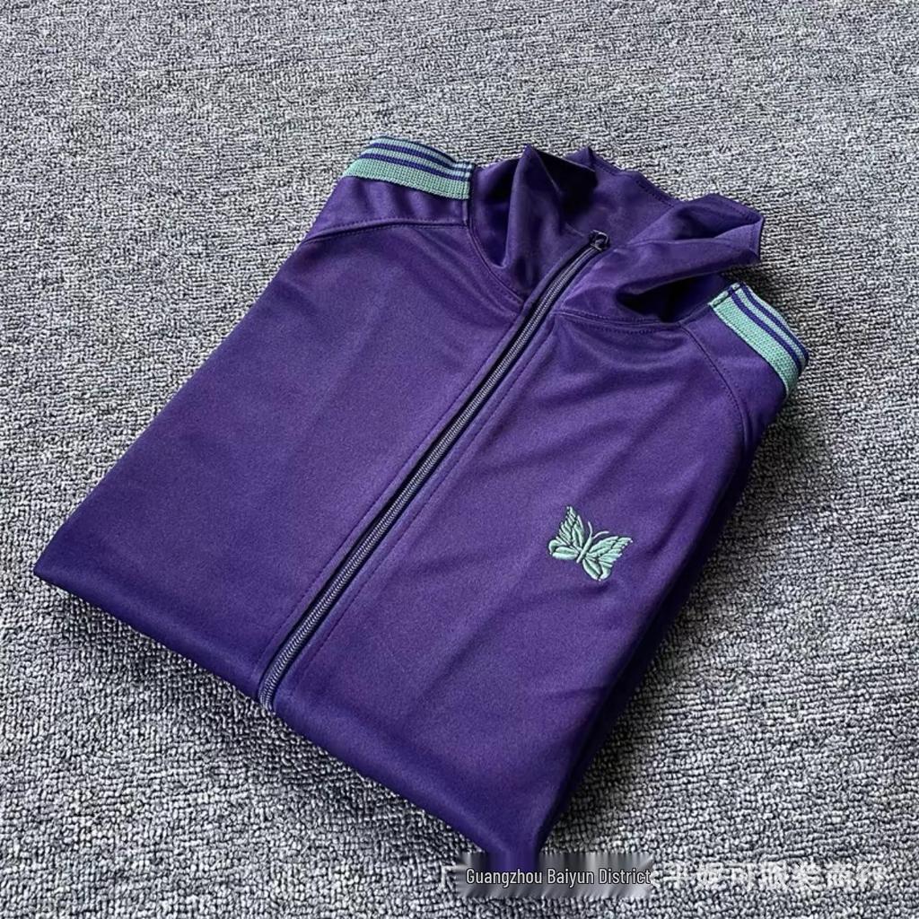 Chaqueta Deportiva con Cremallera Bordada de Mariposas, Cuello Alto Retro Trendy FOG para Hombres y Mujeres