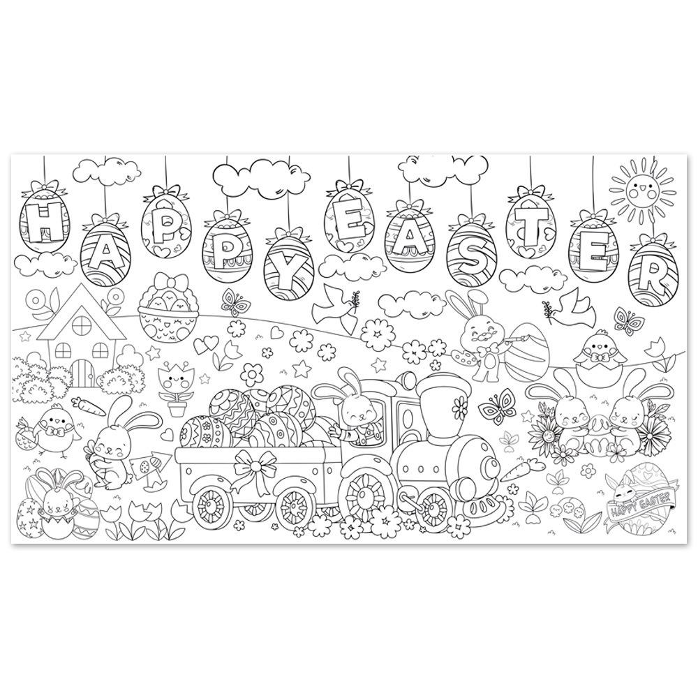 

DIY Easter Giant Coloring Poster Art Craft Cartoon Bunny Jumbo Coloring Banner Gift Doodle Easter Coloring Banner