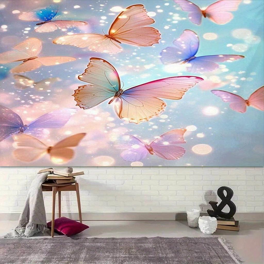 2D Flat Background Cloth - Butterfly Landscape Pattern Photography Background Screen  Multifunctional Home Decoration