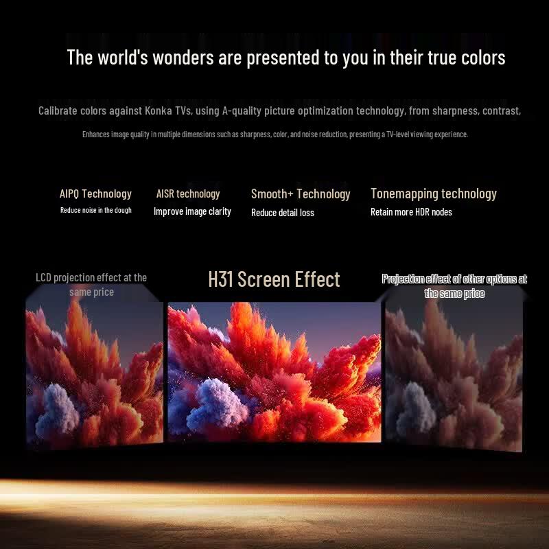 Konka H31 1080P Home & Office Projector with Anti-Light Screen (CN version)