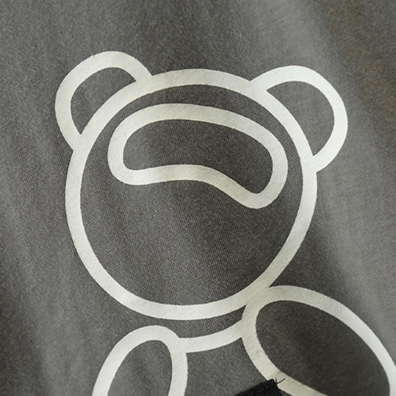 Boys' 2-Piece Cotton Set - Round Neck Bear Printed T-Shirt+Matching Shorts - Affordable Price Casual Outfit S-XXL