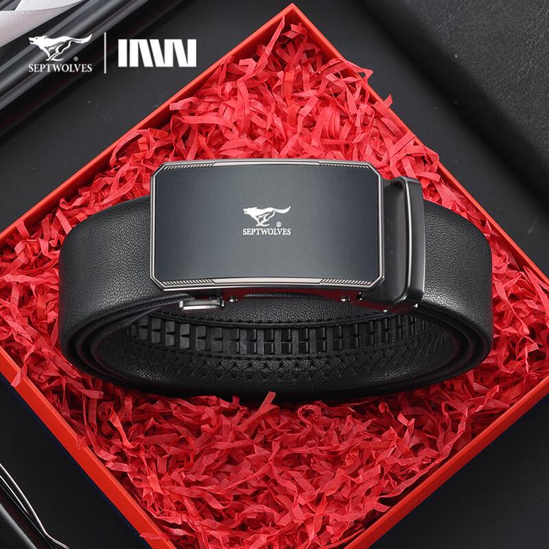 Septwolves Men s Fashion Automatic Buckle Leather Belt 130cm