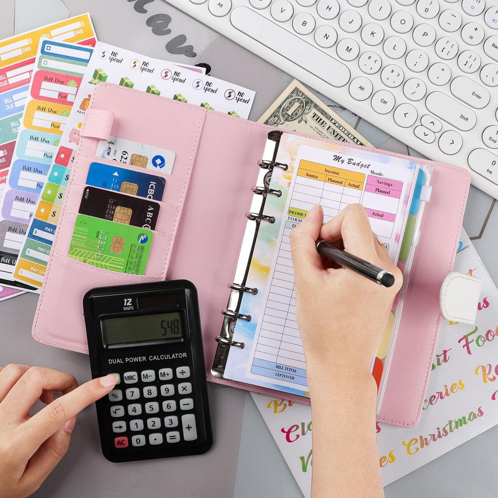 A6 Binder Budget Planner Notebook Covers Folder A6 Size 6 Hole Binder Pockets With Chedule Weekly Plan Monthly Plan Loose-Leaf Quality