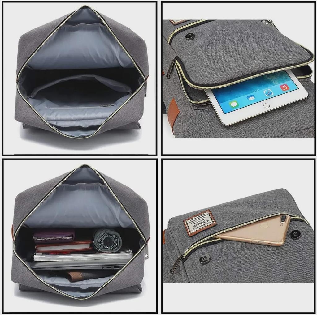 Retro Canvas USB Backpack: Unisex, Large Outdoor Travel Bag