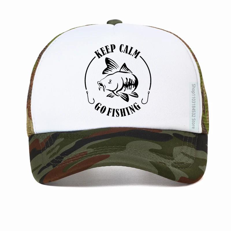 Keep Calm Go Fishing Unisex Baseball Cap High Quality Unisex outdoors hunting Fishing hat summer Mesh Sun Hat Spring Autumn visor Caps