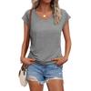 Women's Summer Fashion V-neck Solid Color Short Sleeve T-Shirt Casual Top