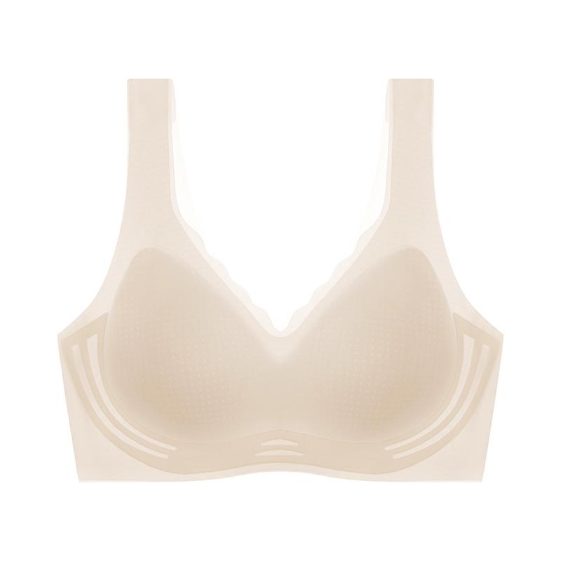 Ice Silk Seamless Summer Big Chest Display Without Steel Ring Beautiful Back Sports Large Size Bra Cover Seamless