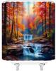 Forest Waterfall Shower Curtain Rustic Tree Forest Jungle Waterfall Farmhouse Country Nature Scenery Fabric Bathroom Decor