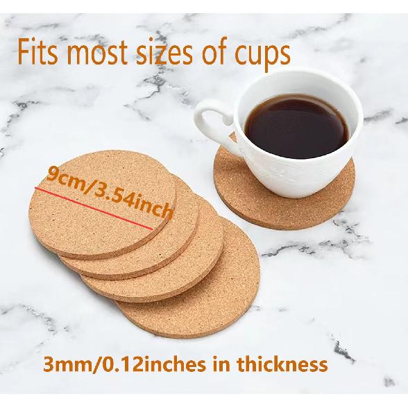 16pcs Cork Coaster for Drink Round Absorbent Tea or Coffee Coaster Cork Bulk Blank DIY Craft Gifts Coasters Warm Gifts Relatives and Friends in