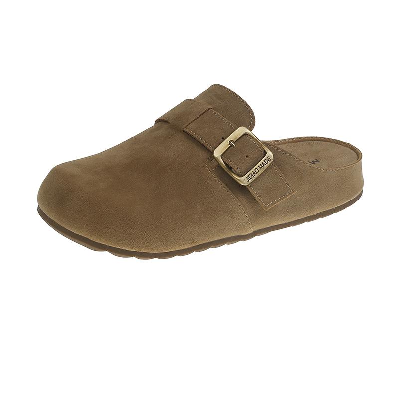 

Retro lazy slippers outer wear autumn 2024 thick-bottomed casual bag head half slippers women s Korean version of Boken slippers tide 40 хакі