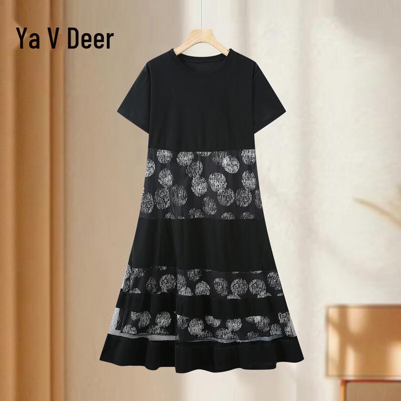 Yalu Fashion Mom s Short Sleeve A-Line Mesh Dress 2XL
