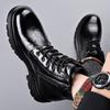 British Style Mens Winter Platform Snow Boots Fashion Genuine Leather Outdoor Antiskid Walking Ankle Boots Mens High Top Boots