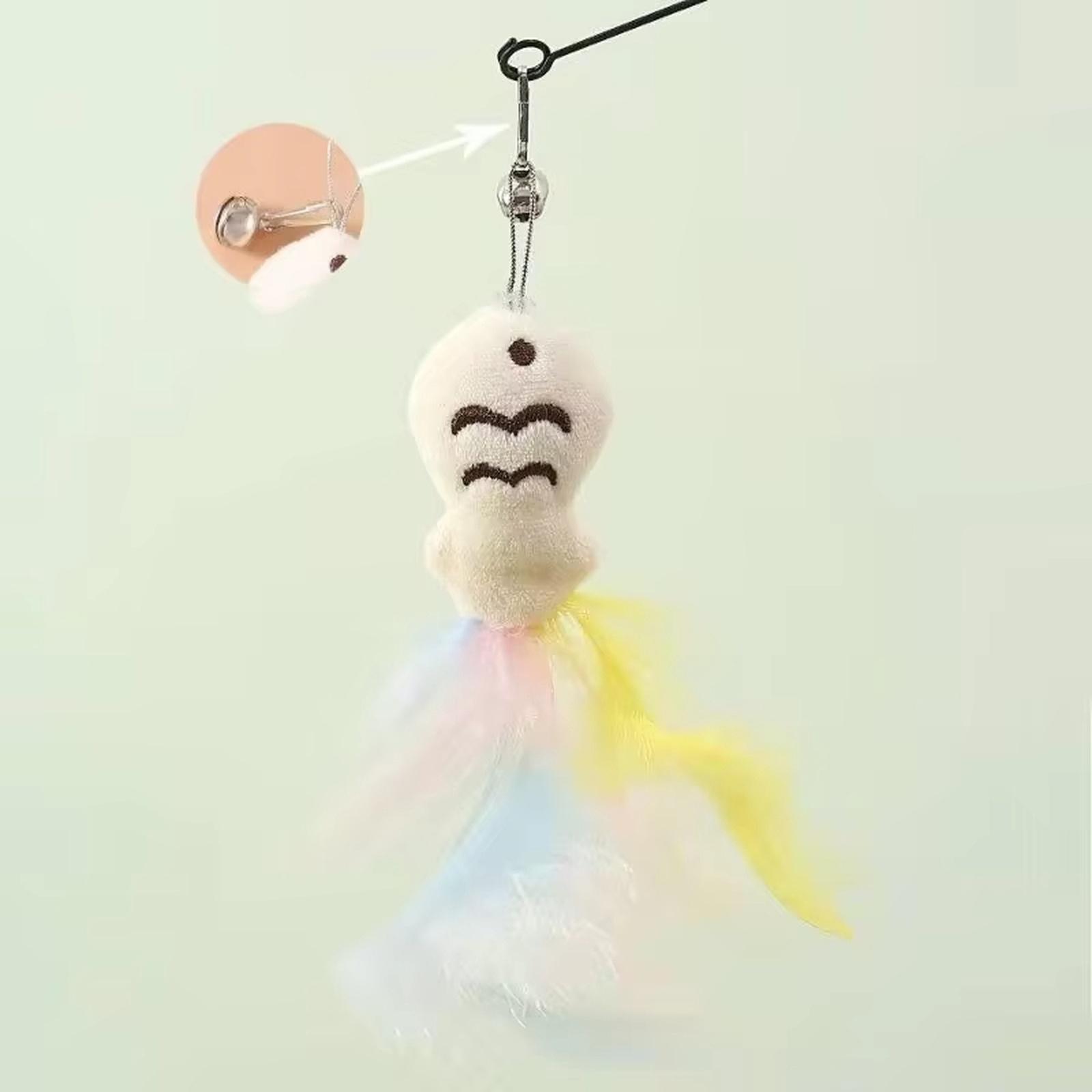

Interactive Feather Toy, Replaceable Head + Elastic Long Rod, Wooden Handle Toy, stimulating Hunting Instinct one size