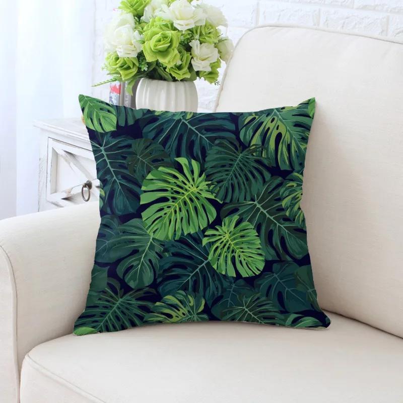 Luxury Home Decor Pillowcase Tropical Rainforest Plant Flower Coconut Print Office Sofa Car Cushion Cover