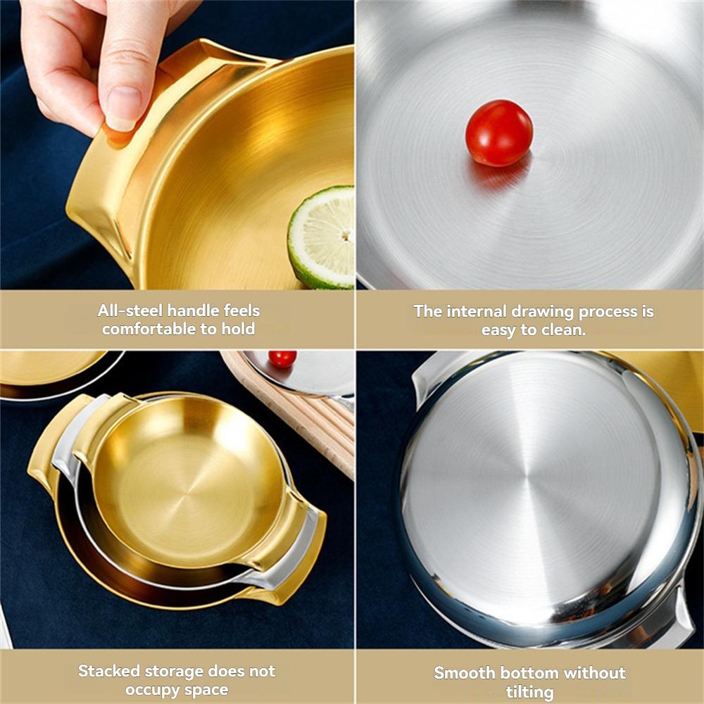1 szt. Garnek ze stali nierdzewnej z płaskim dnem; złoty dwuuszny zintegrowany talerz na owoce morza; garnek do ramenu; restauracja owoce morza suchy garnek; pasta snac