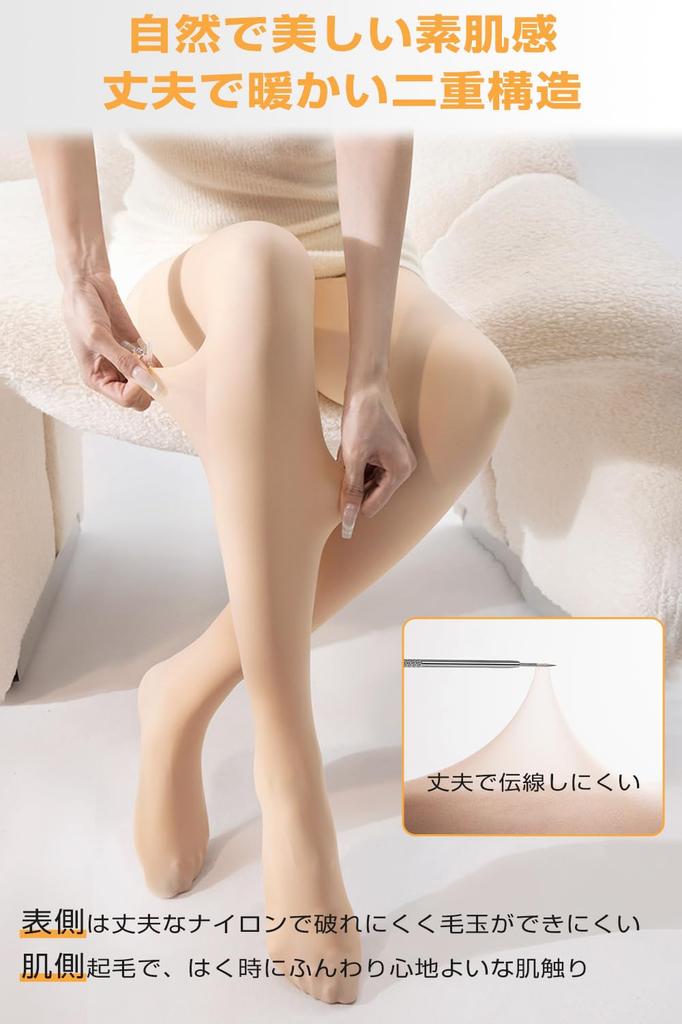 Improved Bare Skin Feeling Fleece Skin Fake Stocking Looks like Bare Pilling Cold Heat Sweat Compression Double Layer Machine Washable [ROIZUKI] [2025