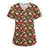 Women's Fashion V-Neck Short Sleeve Overalls With Pockets Christmas Printed Tops  Clothes