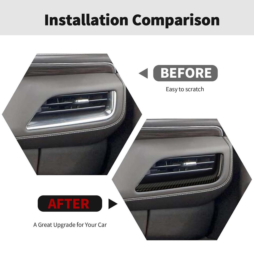 Carbon Fiber Center Console Dashboard Side Air Vent AC Outlet Cover Trim Interior Accessories Compatible with Chevy Suburban SUV 2020-2023,for GMC