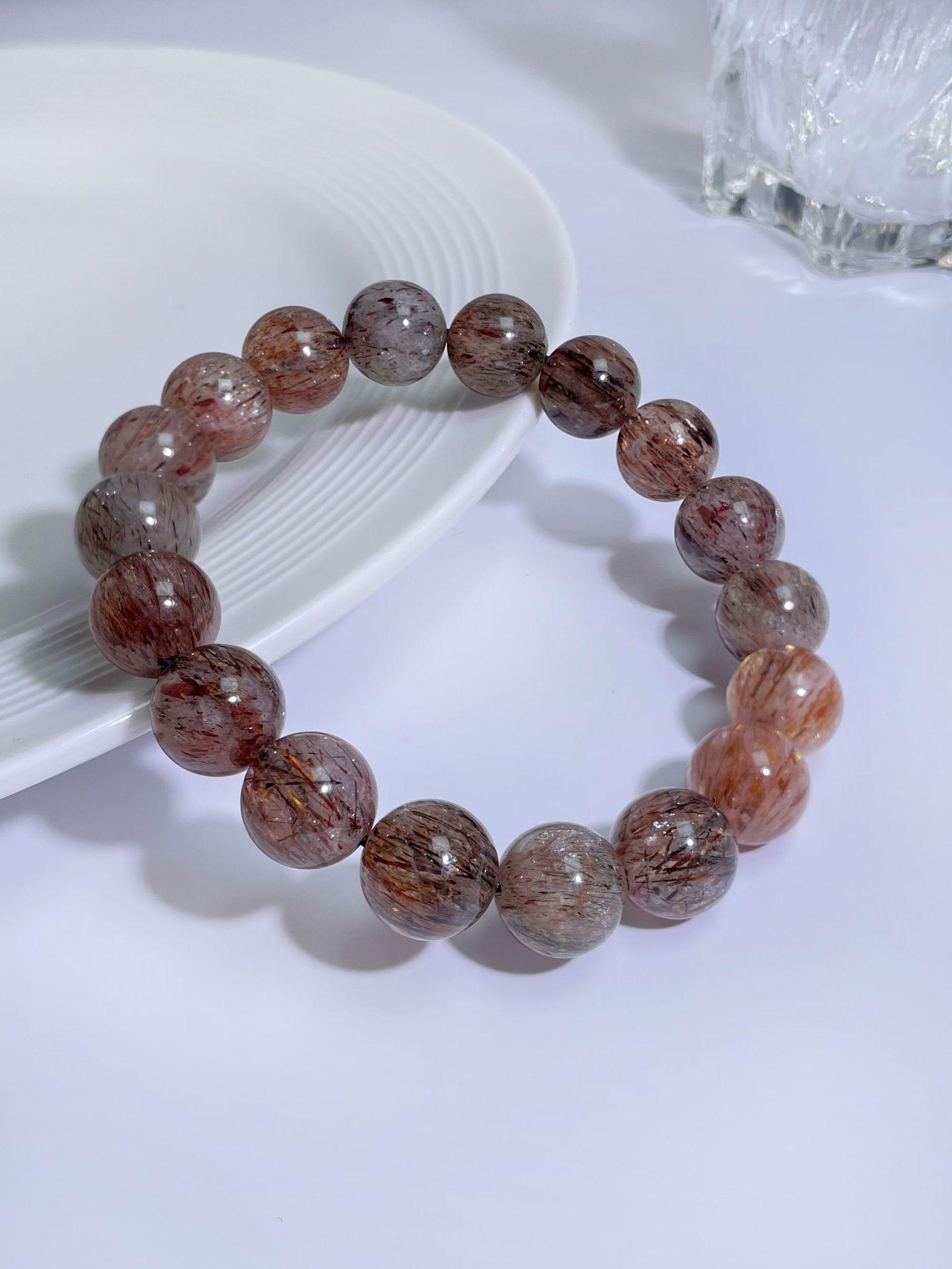 Браслет из круглых бусин Супер Семь Черное Золото Титан Кристалл Коллекция Jingxi 7mm