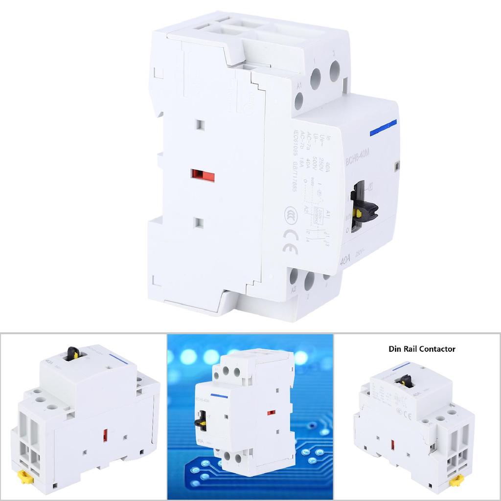 BCH840M 2P 40A 230V Household AC Contactor DIN Rail Mount with Manual Control Switch (2NO)