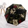 Bat & Floral Fantasy: Unique Wall Art Decor Umbrella, Cute Umbrella with Cute Design, Portable 3-Fold Compact Umbrella for Men & Women, Valentine's Da