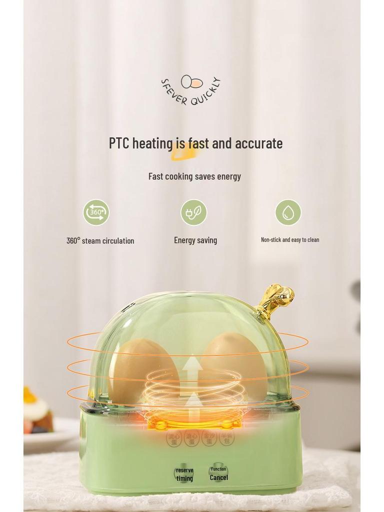 Automatic Mini Egg Steamer with Timer: Multifunctional, Anti-Dry, Perfect for Breakfast