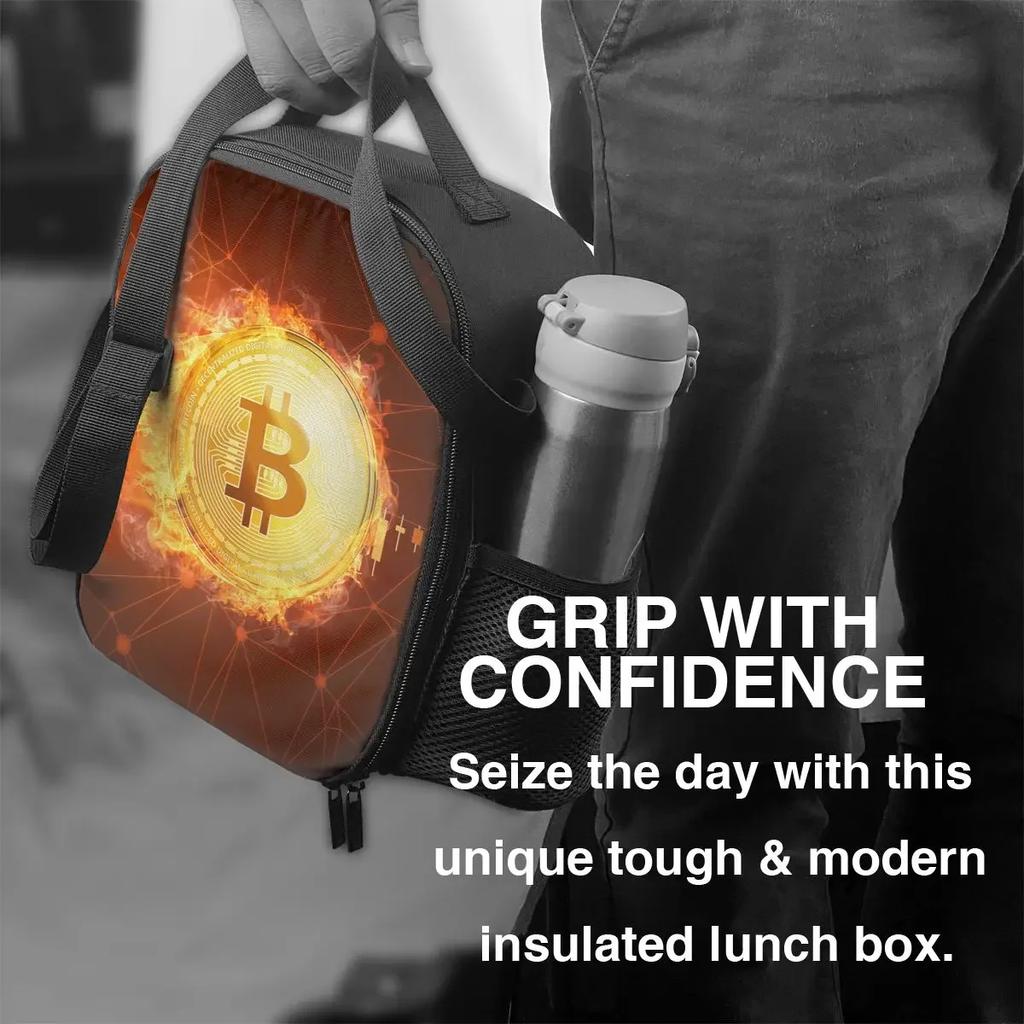 Bitcoin Coin Insulated Lunch Bag for Women Btc Crypto Currency Cooler Thermal Lunch Box Office Picnic Travel