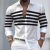 Spring/Autumn New Arrival Men's Striped Long-Sleeve Shirt In 21 Colors - European and American Style Casual Lapel Slim Fit