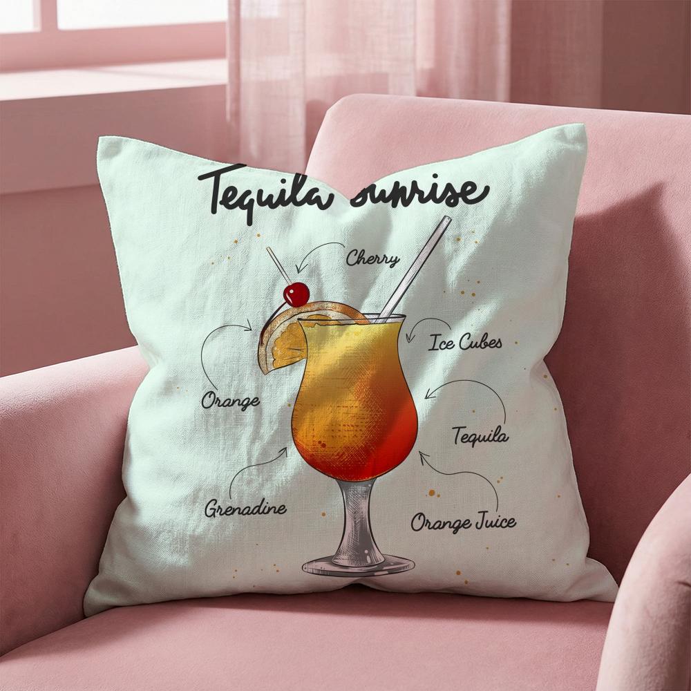 Tequila Sunrise Cocktail Kissenbezug Mehrzweck-Kissenbezug für Zuhause & Auto - Wendbar, Weich & Langlebig für den täglichen Gebrauch