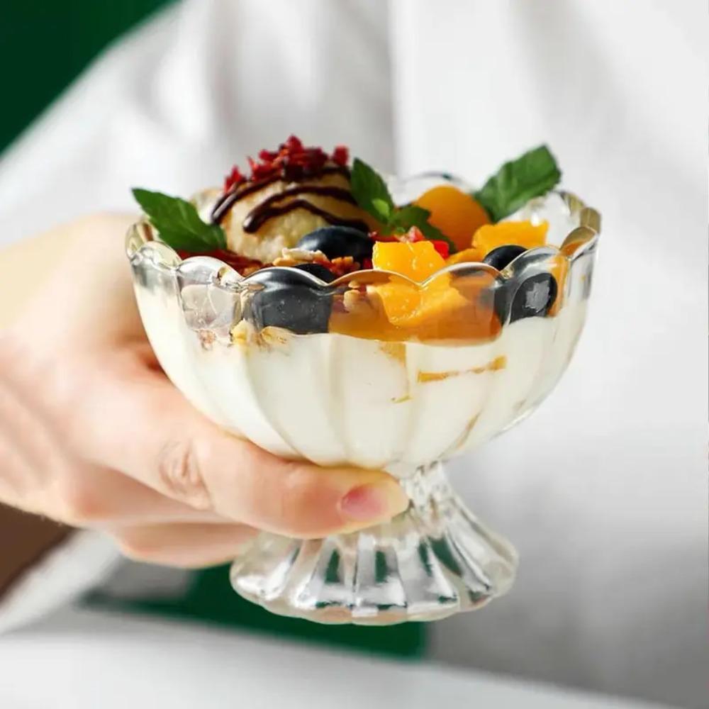 Flowers Shape Cocktail Glass Transparent Goblet Dessert Cup Pudding Cups Cold Drink