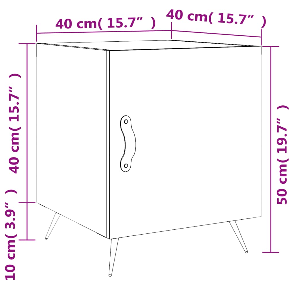 Nightstands 2 pcs Smoked Oak 40 x 40 x 50 cm Engineered Wood