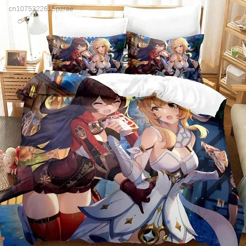 Genshin Impact Columbina Bedding Set For Bedroom Soft Modern Bedspreads Comefortable Kids Duvet Cover Quilt Cover And Pillowcase