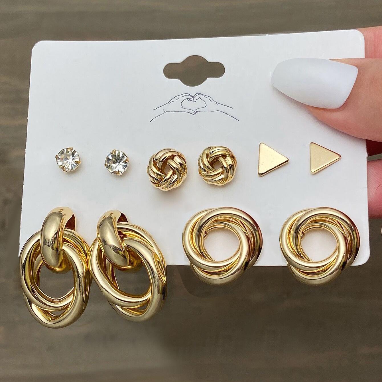 Exaggerated Rhinestone Hoop Earrings for Women - European  American Style Alloy
