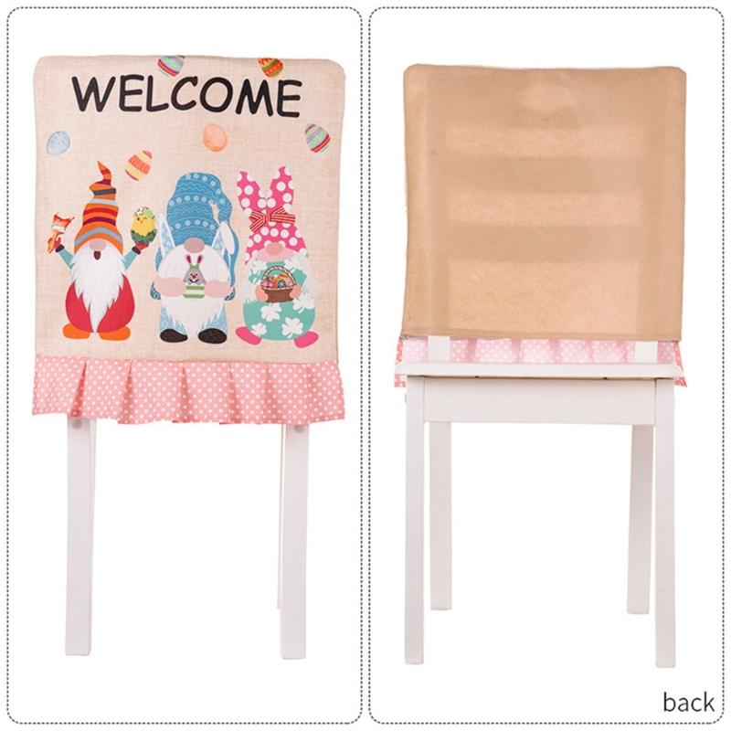 Easter Theme Chair Cover, Indoor Decorative Gnomes Cute Rabbit Pattern Chair Cover, Cute Cartoon Style Home Decorations
