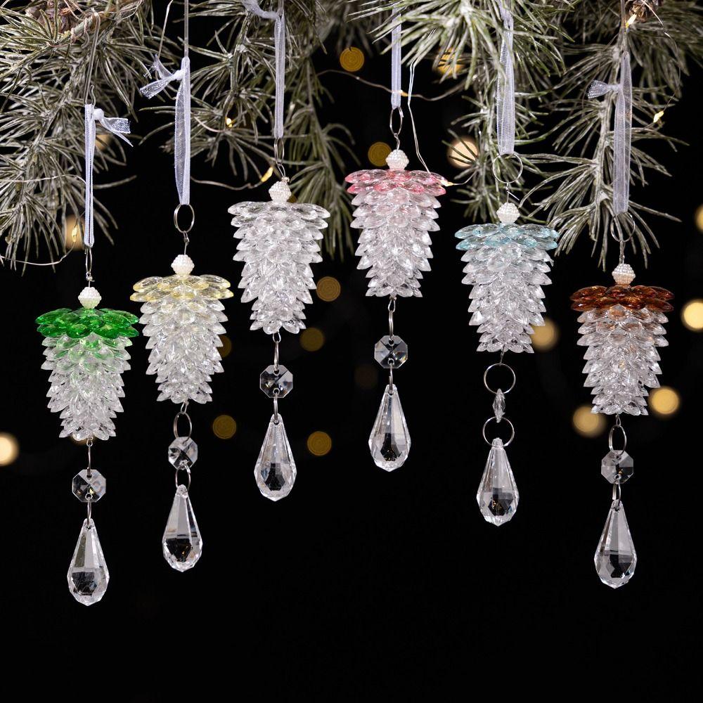 Transparent Hanging Pinecone Ornament Simulated Christmas Tree Decoration Window Hanging