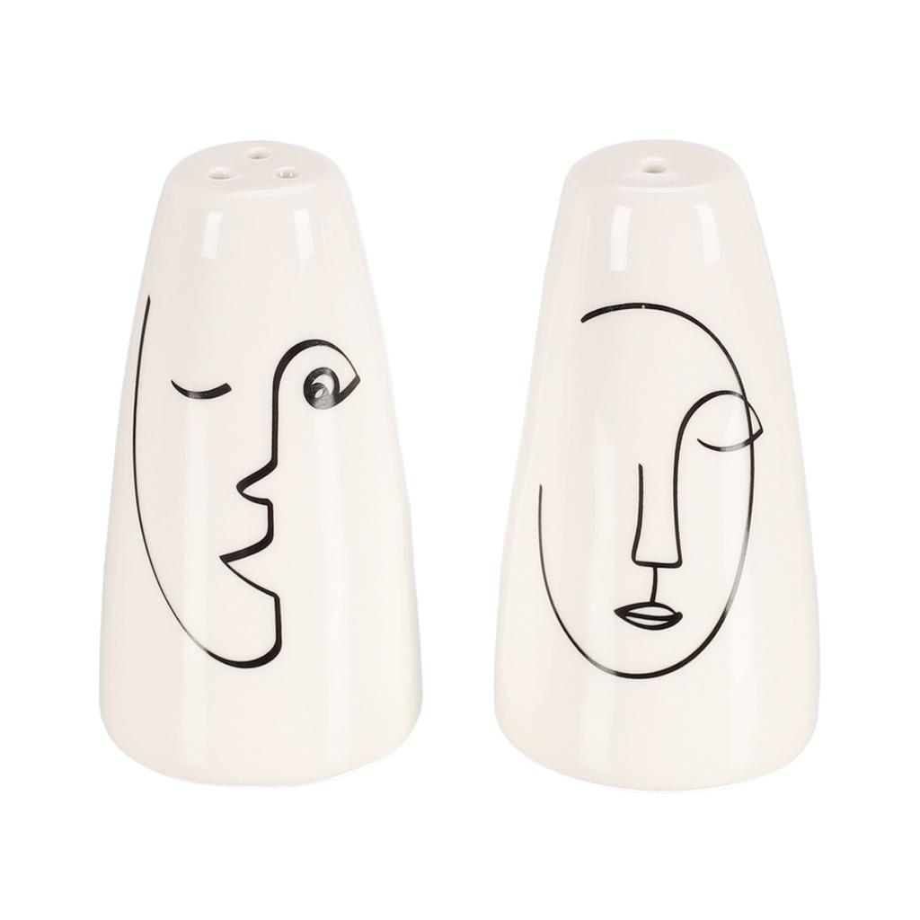 Les Trésors De Lily [A1461] - Keramická sada soli a pepře 'Arty' černá bílá - každá 90x45 mm