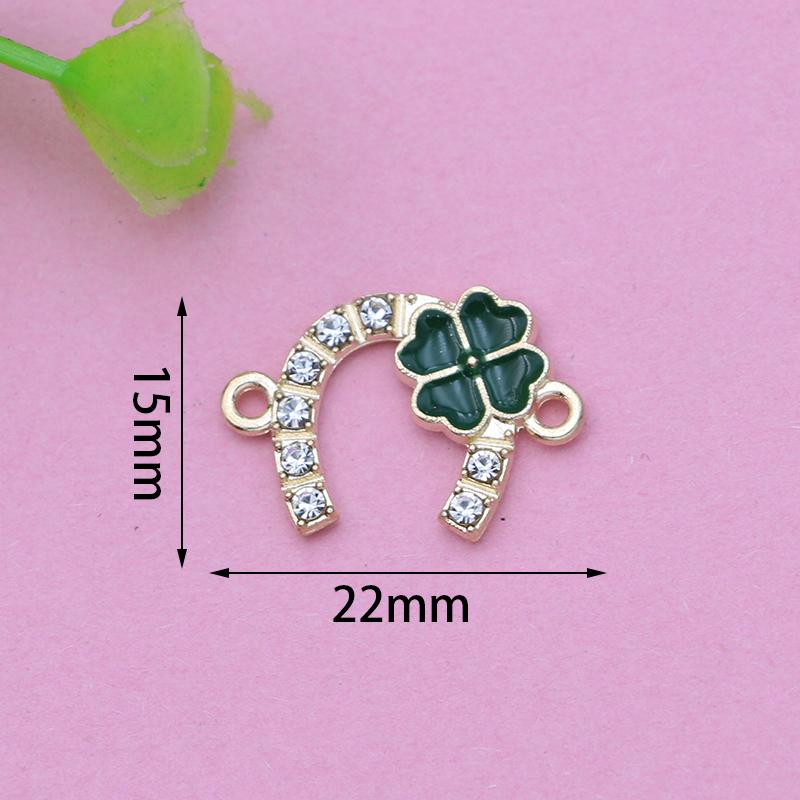 5Pcs Gold Plated Crystal Clover Horseshoe Charm Connectors For Jewelry Making Bracelet Necklace Accessories Diy 22X15Mm