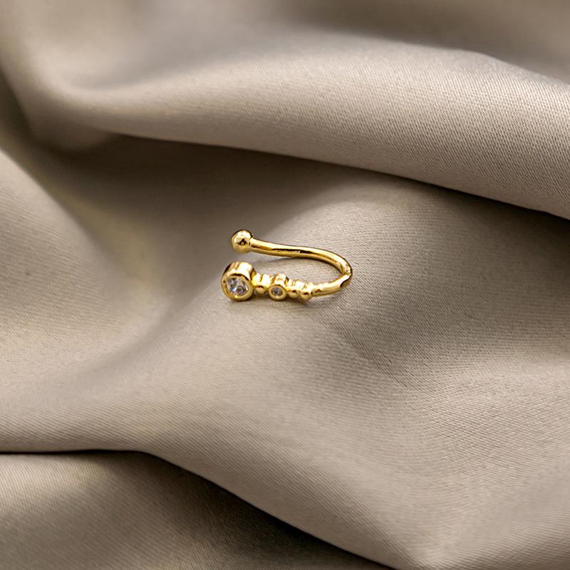 Perforated U-shaped Nose Clip Retro and Cold Style Bow Accessory Moon Octagonal Star Diamond-encrusted Nose Decoration