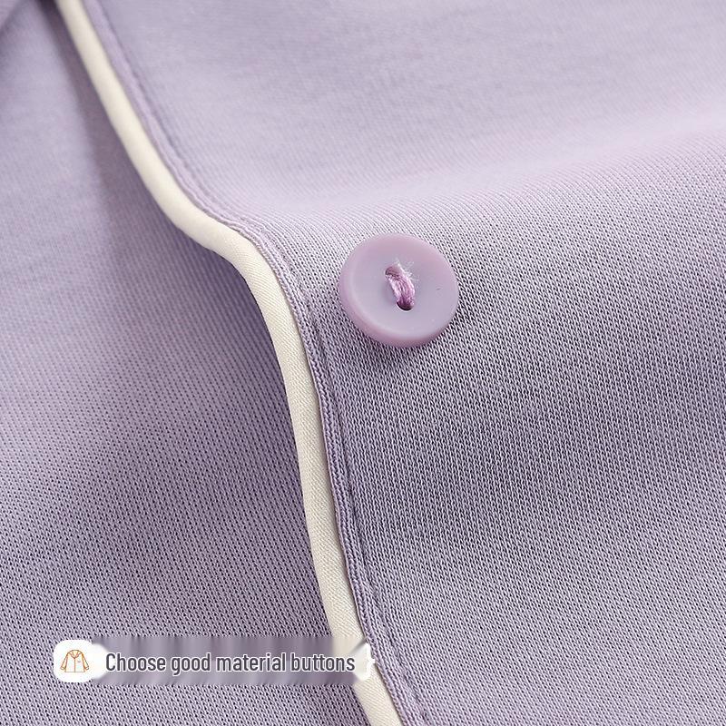 Women's Plus Size Cotton Pajamas - Warm Long Sleeve Lapel Cardigan for Autumn/Winter