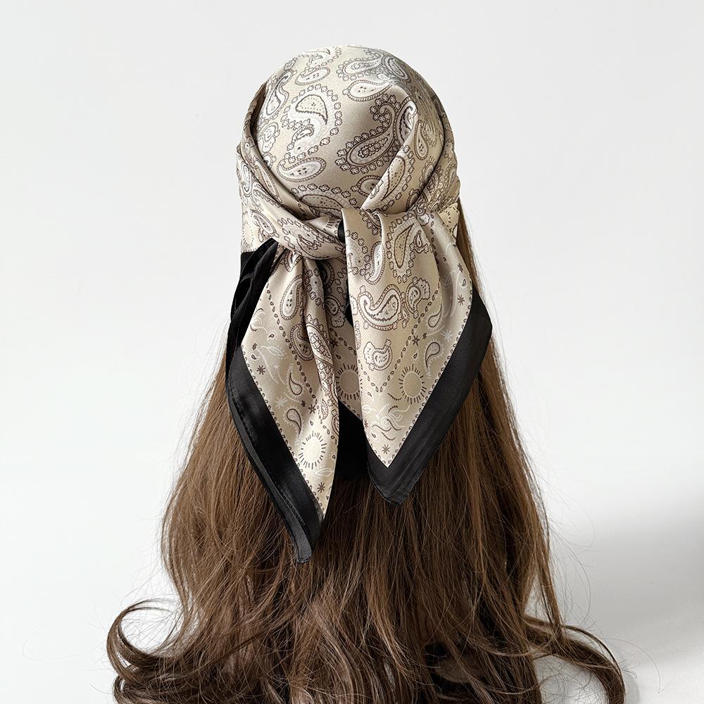 Luxury Paisley Square Scarf Women Print Satin Neckerchief Spring Hair Band Foulard Bandana Echarpe Tie Shawl Wraps