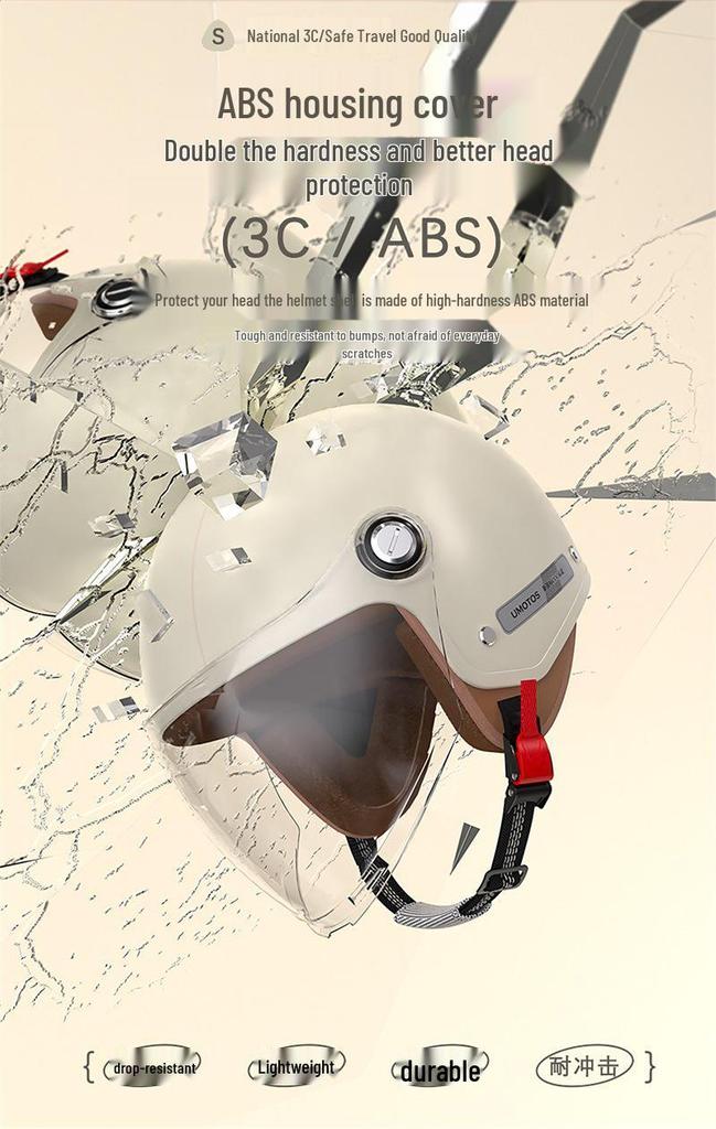 3C Certified National Standard Electric Scooter Helmet: Men's Transparent, All-Season, Universal Safety Half Helmet
