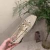 Fashion Fashion Woven Lazy Cutout Front Lace-Up Mary Jane Shoes Feminine Square Toe Flat Shallow Mouth Soft Slip Single