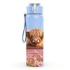 1PC Highland Cow Pink Retro Pickup Truck Art 750ml Color Plastic Sports Water Bottle Leakproof Flip Straw Lid Suitable for Sports Office Home Use