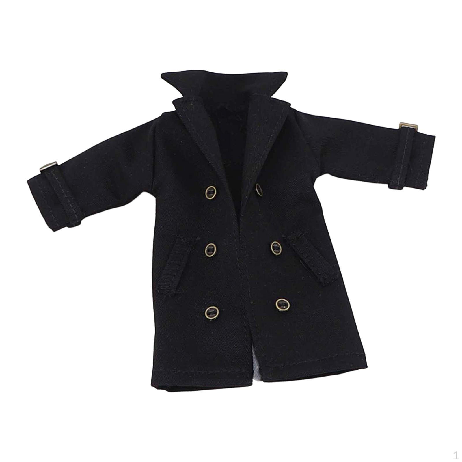

1 Miniature Figurine, Long Jacket, Trench Coat, Doll Clothes, Suitable for Dressing чёрный